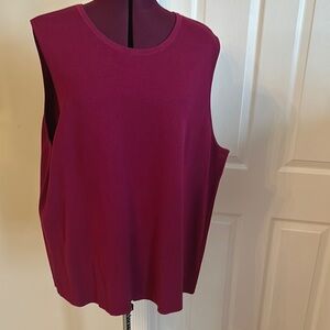 Talbots Red Muscle Tee Sleeveless Crew Neck Boxy Style